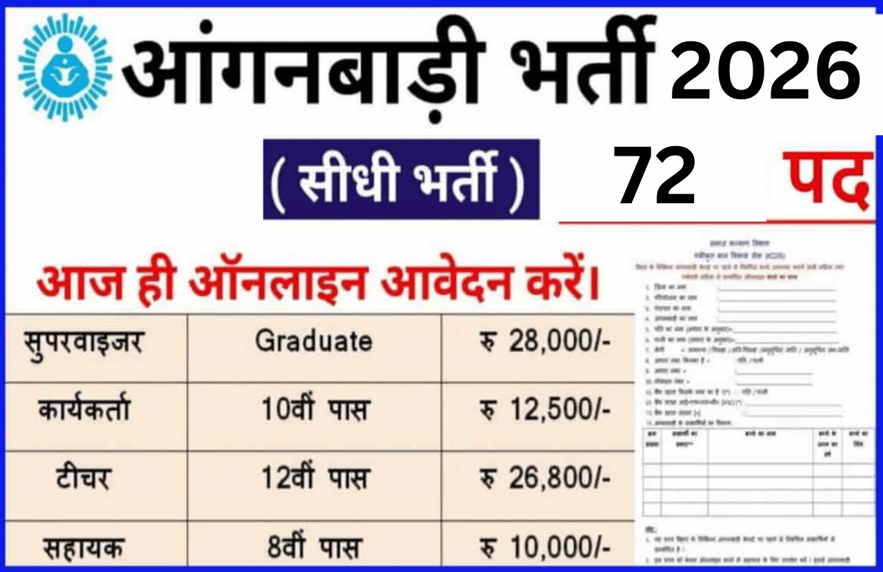 महिला सुपरवाइजर भर्ती 2026: आंगनवाड़ी में निकली बड़ी वैकेंसी, आवेदन शुरू Anganwadi Recruitment 2026