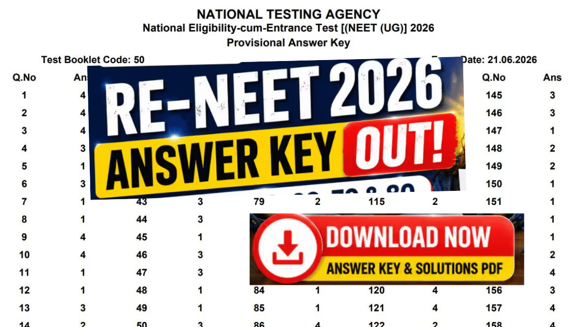 NTA NEET UG Answer Key 2026 OUT: NTA ने जारी की Re-NEET Answer Key
