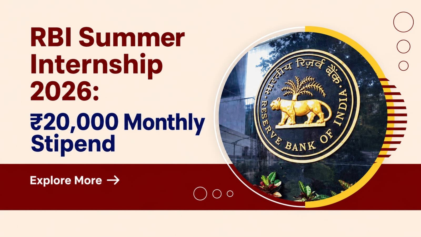 RBI Summer Internship 2026: ₹20,000 प्रतिमाह स्टाइपेंड के साथ RBI में इंटर्नशिप का सुनहरा मौका